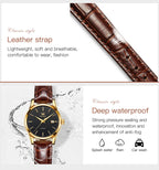 OLEVS 6898 Womens Watch Original Fashion Brand Quartz Wristwatch Waterproof Luminous Leather Strap  Dual Calendar Ldies Watch