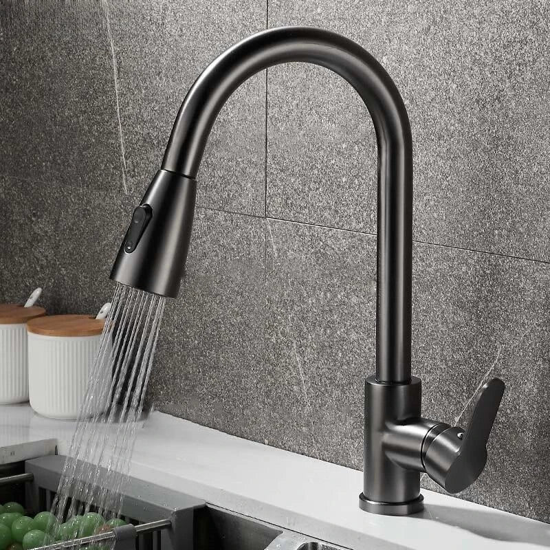 Kitchen Faucet Pull Out Brushed Nickle Stainless Steel Black Kitchen Mixed Tap Kitchen Sink Tap
