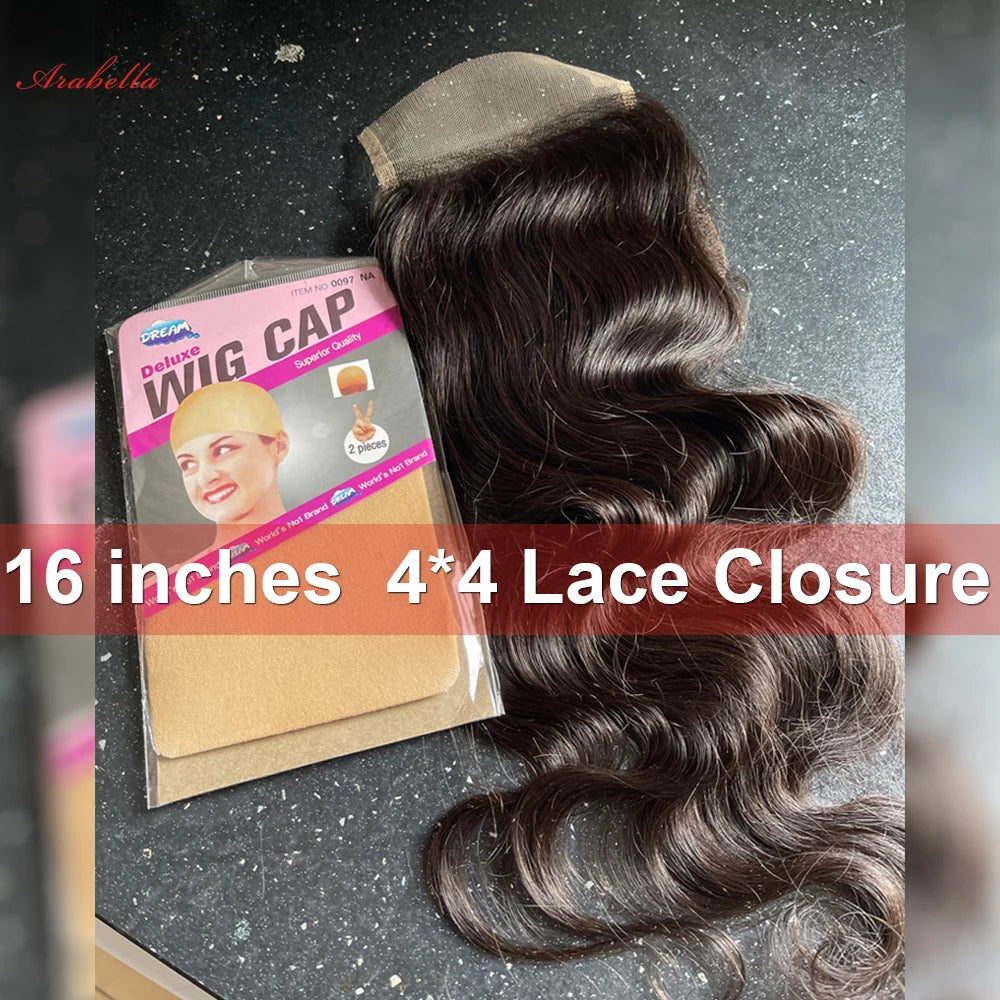 Body Wave Lace Frontal 100% Human Hair Arabella Remy Lace Closure Pre Plucked Bleached Knots 13x4 Transparent Lace Frontal