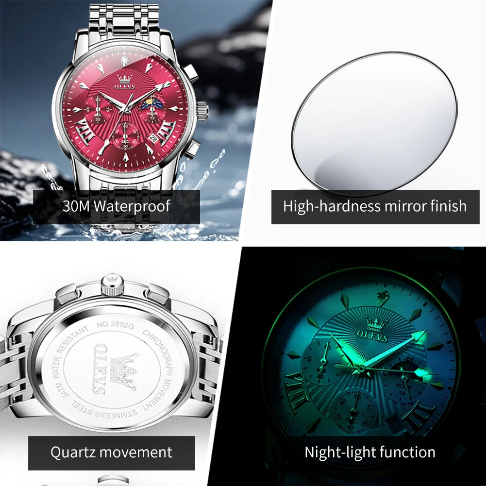 OLEVS Brand Watch Trendy Personalized Fashion Waterproof Luminous Quartz Men's Watch 2892
