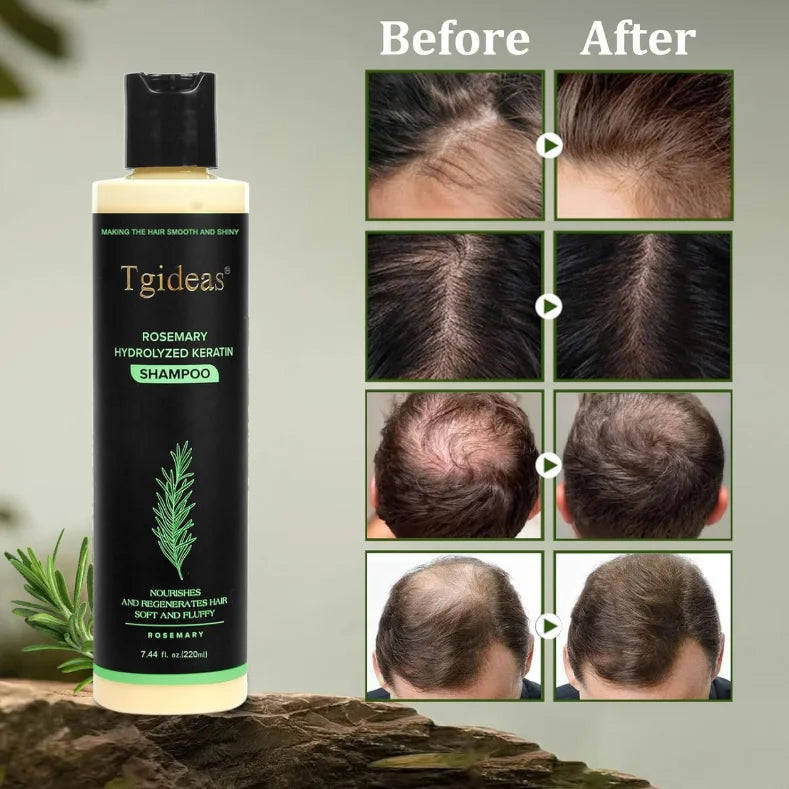 220ml Tgideas Organic Rosemary Hair Growth Shampoo Hydrolyzed Keratin Nourish Scalp Reduce Loss Unisex Shampoo Dry Fragile Hair
