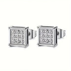 2pcs Stainless Steel Stud Earrings for Men Women Square CZ Mens Earrings Studs Jewelry for Sensitive Ears Fashion Hip Hop Y2K