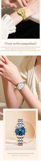OLEVS 6727 Fashion Elegant Women's Automatic Mechanical Watches Simple Versatile 30m Waterproof Original Lady Wristwatch Genuine