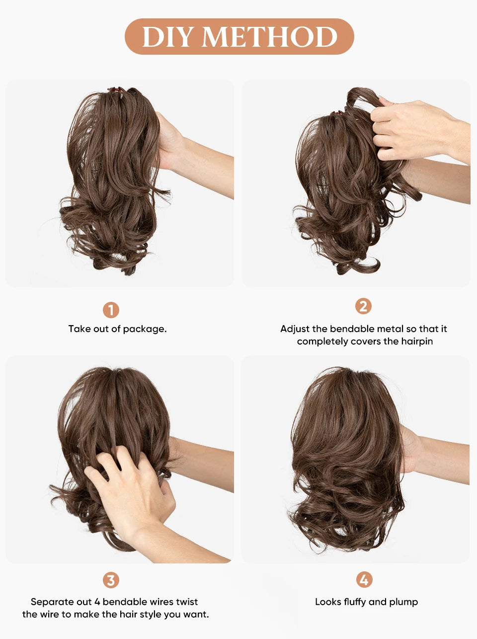 Synthetic Diy Claw Clip In Ponytail Hair Extensions Hairpiece Hair Bun Fake Black Blonde Natural Hair False Pigtail for Women
