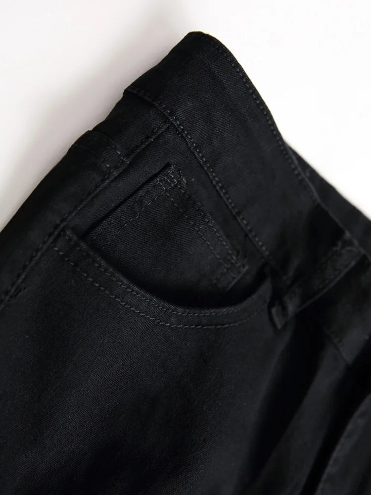 Skinny Fashion Men's Ripped Jeans Slim Breathable Soft Washed Streetwear Trousers Male Spring Autumn Elastic Hole Denim Pants