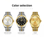 OLEVS Brand Luxury Gold Quartz Watch for Men Stainless Steel Waterproof Luminous Calendar Fashion Mens Watches Relogio Masculino