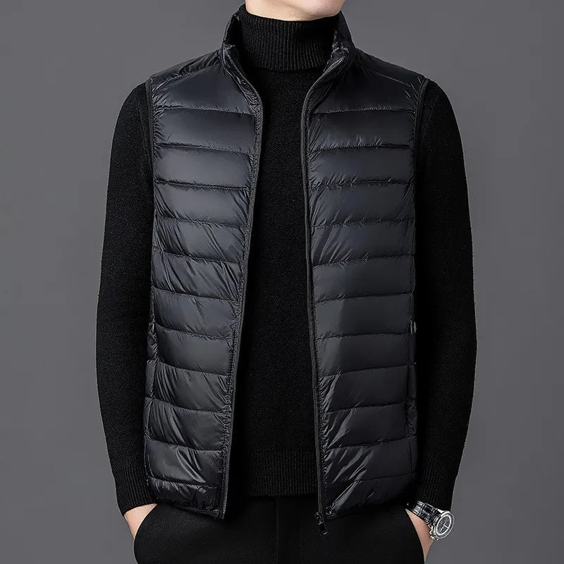 Men' Sleeveless Vest Jackets Winter Fashion Male Cotton-Padded Vest Coats Men Stand Collar Warm Waistcoats Clothing