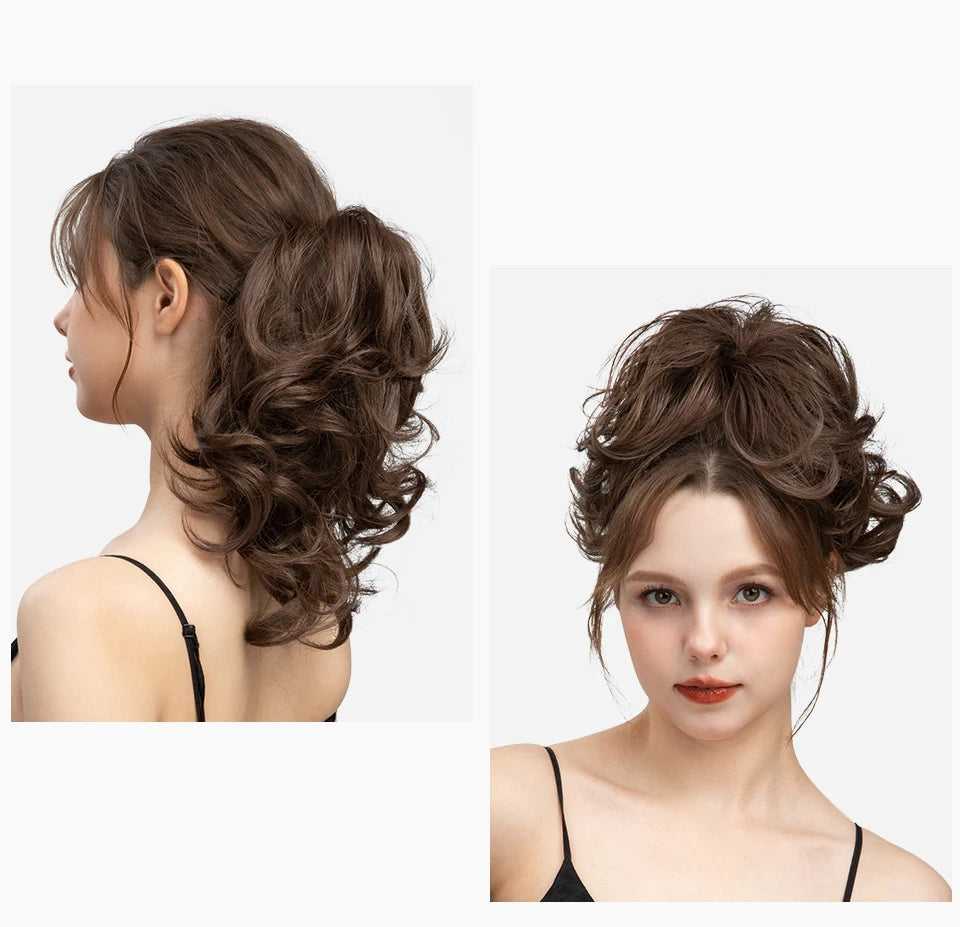 Synthetic Diy Claw Clip In Ponytail Hair Extensions Hairpiece Hair Bun Fake Black Blonde Natural Hair False Pigtail for Women