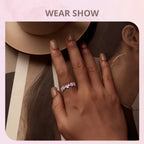 BAMOER 925 Sterling Silver Purple Flower Finger Ring Enamel Wreath Ring for Women Girls Birthday Gift Party Jewelry
