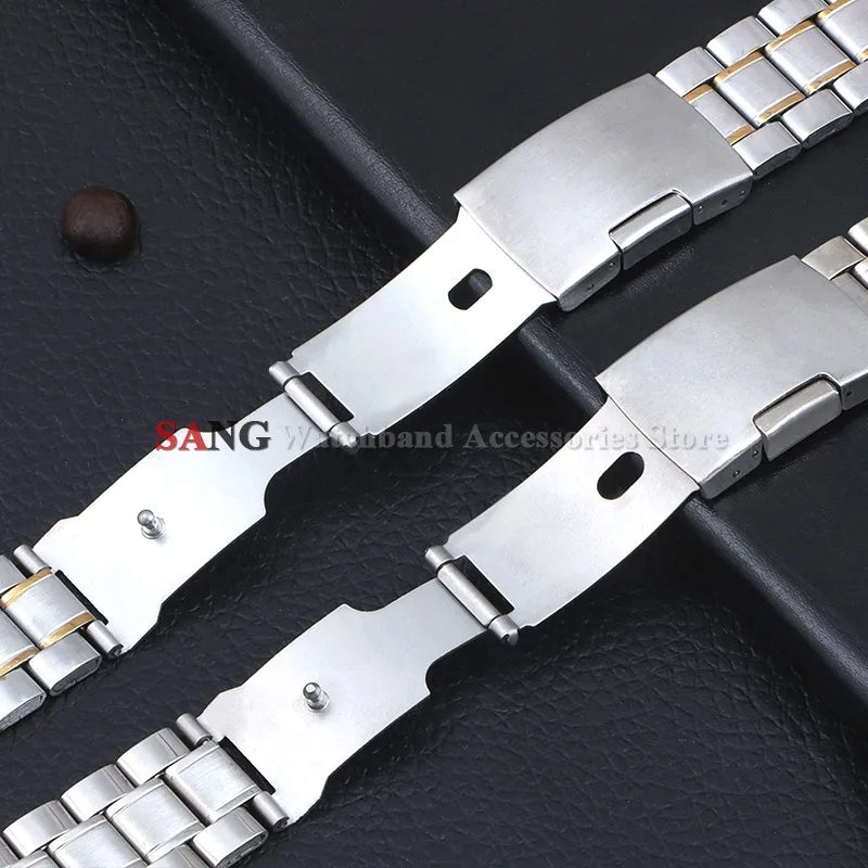Curved End Watchband Men Women Metal Bracelets 20mm 22mm Stainless Steel Sport Strap Universal Replacement Wristband Accessories