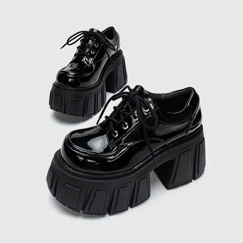 Platform Leather 2026 Spring 10cm New Muffin Fashion Heightening Women's Internet Celebrity Small Single High Heels Shoes