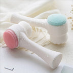 Mini Manual Facial Cleansing Brush Silicone Massage Face Brush Soft Bristles Double-Sided Handheld Cleaning Device Pore Cleaner