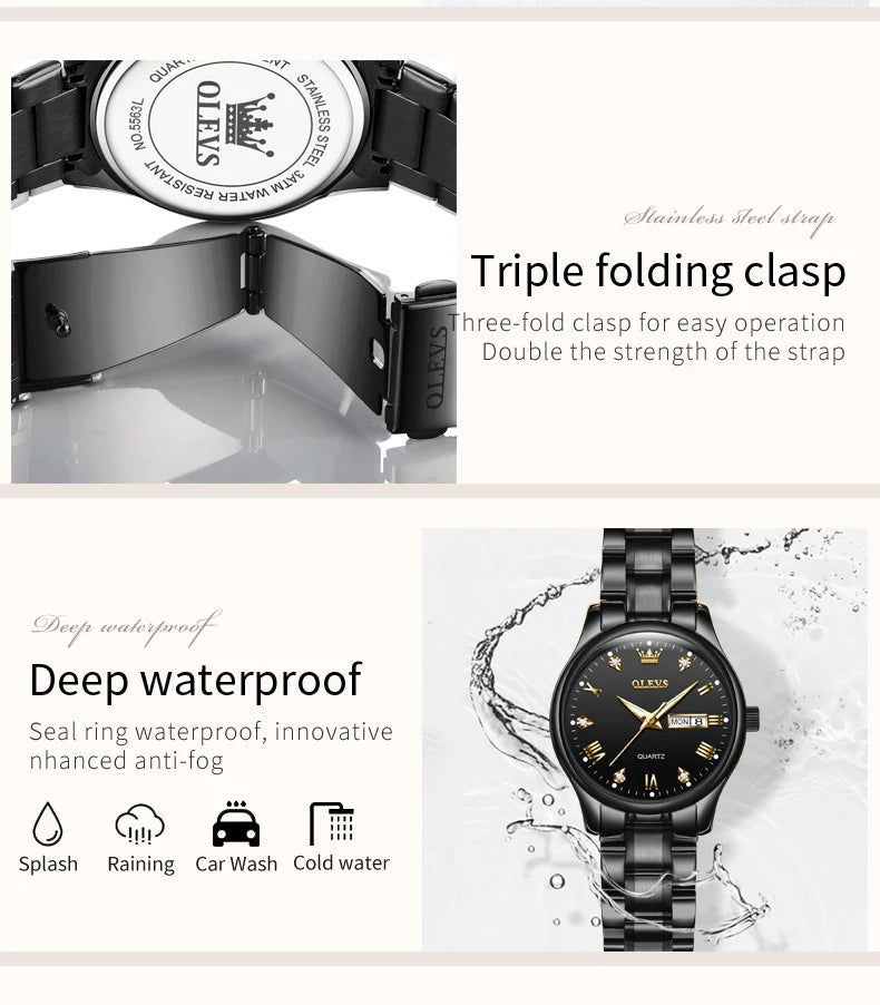 OLEVS 5563 Top Woman Watch Classic Business Diamond Scale Calendar Waterproof Ladies Wristwatch Original Quartz Watch for Women