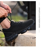 Safety Shoes Men Steel Toe Boots Anti-smash Anti-puncture Safety Work Shoes Men Lightweight Breathable Protective Shoes Black