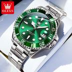 OLEVS 5885 Stainless Steel Calendar Luminous Mens Wristwatch Luxury Stainless Steel Waterproof Quartz Watch for Men Sport Reloj
