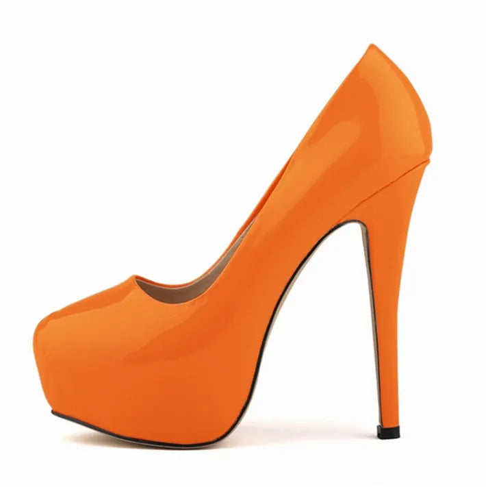 Sexy High Platform Party Shoes 2026 New Women Concise Solid Patent Leather High Heels Shoes Fashion Shallow Wedding Shoes Woman
