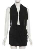 Nibber Backless Dress Woman Twist Bandage Halter Swing Collar Cleavage Sleeveless Midnight Club Party Sexy Fashion Mini Bodycon