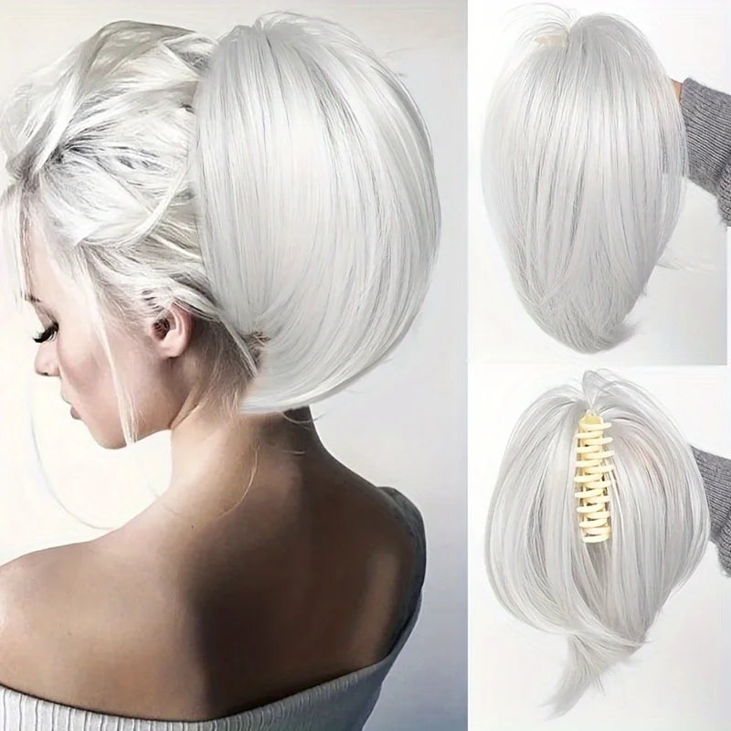 Women's Elegant Claw Messy Bun HairPiece Scrunchies Synthetic Straight Chignon Ponytail Clip-in Hair Extensions