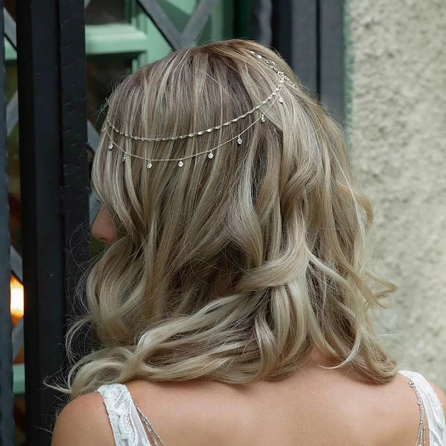 Fashion Boho Crystal Head Chain Wedding Hair Accessories Elegant Headpiece Bling Bridal Forehead Chain for Women Girls