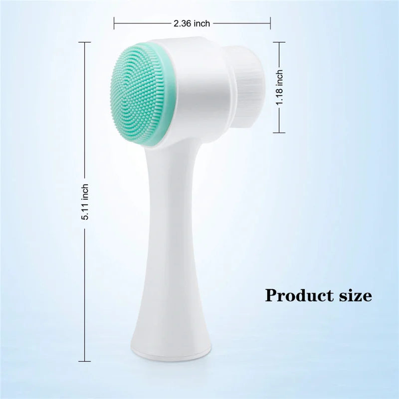 3D Double-sided Manual Facial Cleansing Brush Soft Silicone Bristles Deep Pore Cleansing Exfoliating Face Wash Brush Beauty Care