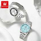 OLEVS Luxury Stainless Steel Waterproof Quartz Watch for Women Fashion Calendar Luminous Womens Wristwatch Sport Clock reloj