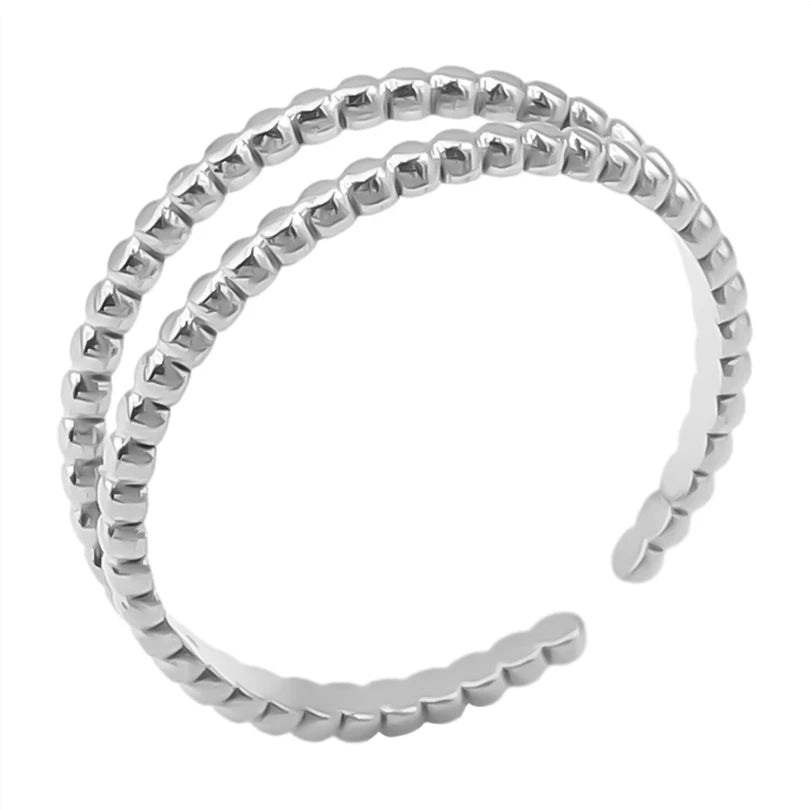 Simple Geometry Fashion Stainless Steel Open Rings For Women Men Accessories Silver Color Heart Sun Round Blank Base DIY Anillos