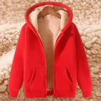 Autumn and winter sherpa jacket heavyweight velvet thickened men's sweatshirt solid color tops teenagers hooded cardigan men