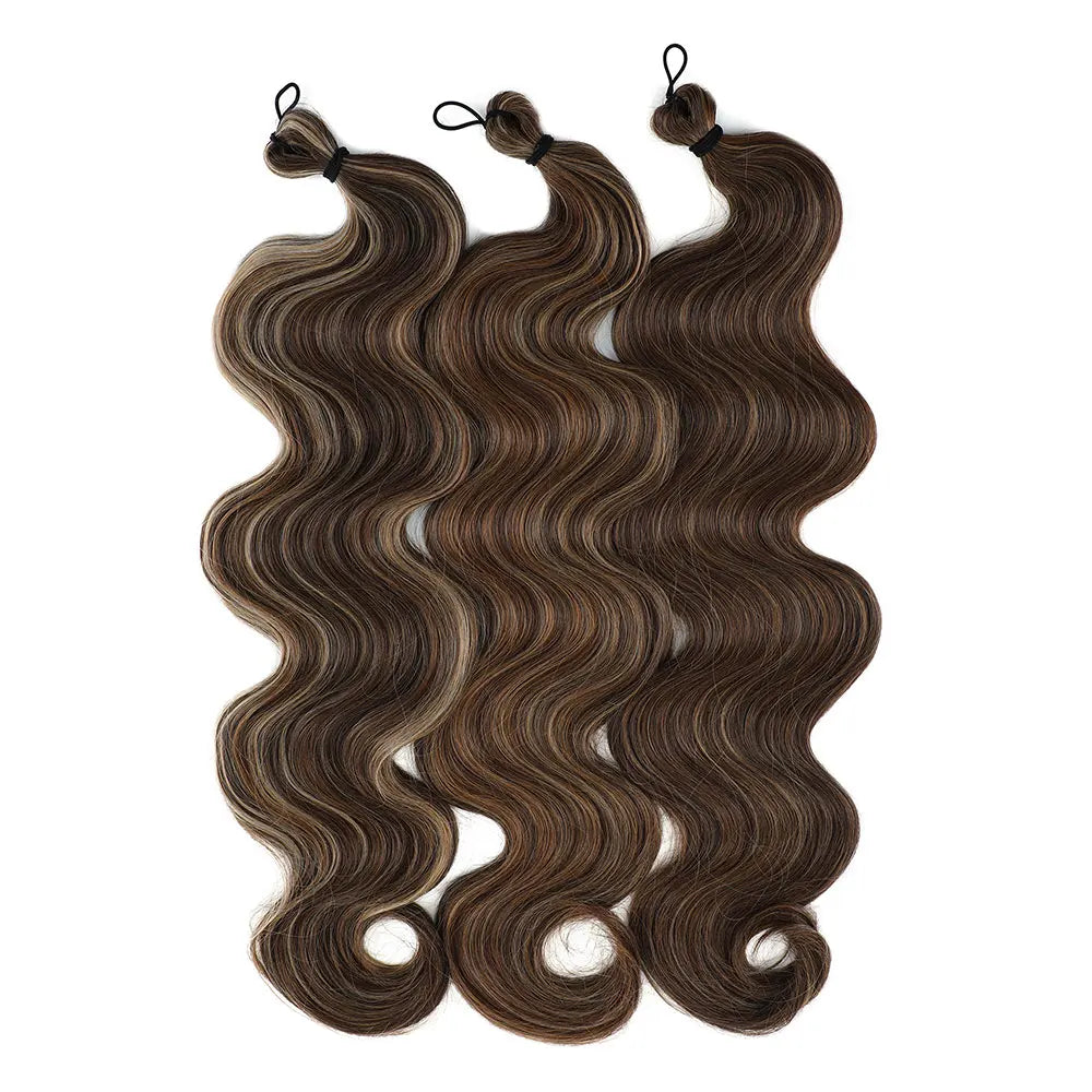 26 inch Body Wave Crochet Hair 3PCS Synthetic Braids Hair Ombre Blonde Balayage Natural Braiding Hair Extensions 300g/lot