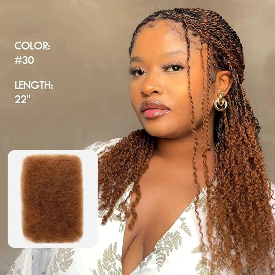 Brazilian QVR Afro Kinky Bulk Human Hair For Braiding Dreadlock Hair 50g/pc Virgin Natural Brown Remy Human Hair Debut Extension