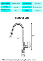 Stainless Steel Kitchen Faucet Single Hole Pull Out Spray 360° Swivel Sink Faucet High Arc Modern Design