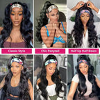 Body Wave Headband Wig Human Hair Wigs Put On And Go 200% Density Brazilian Hair Headband Wig Non Lace Front Human Hair Wigs