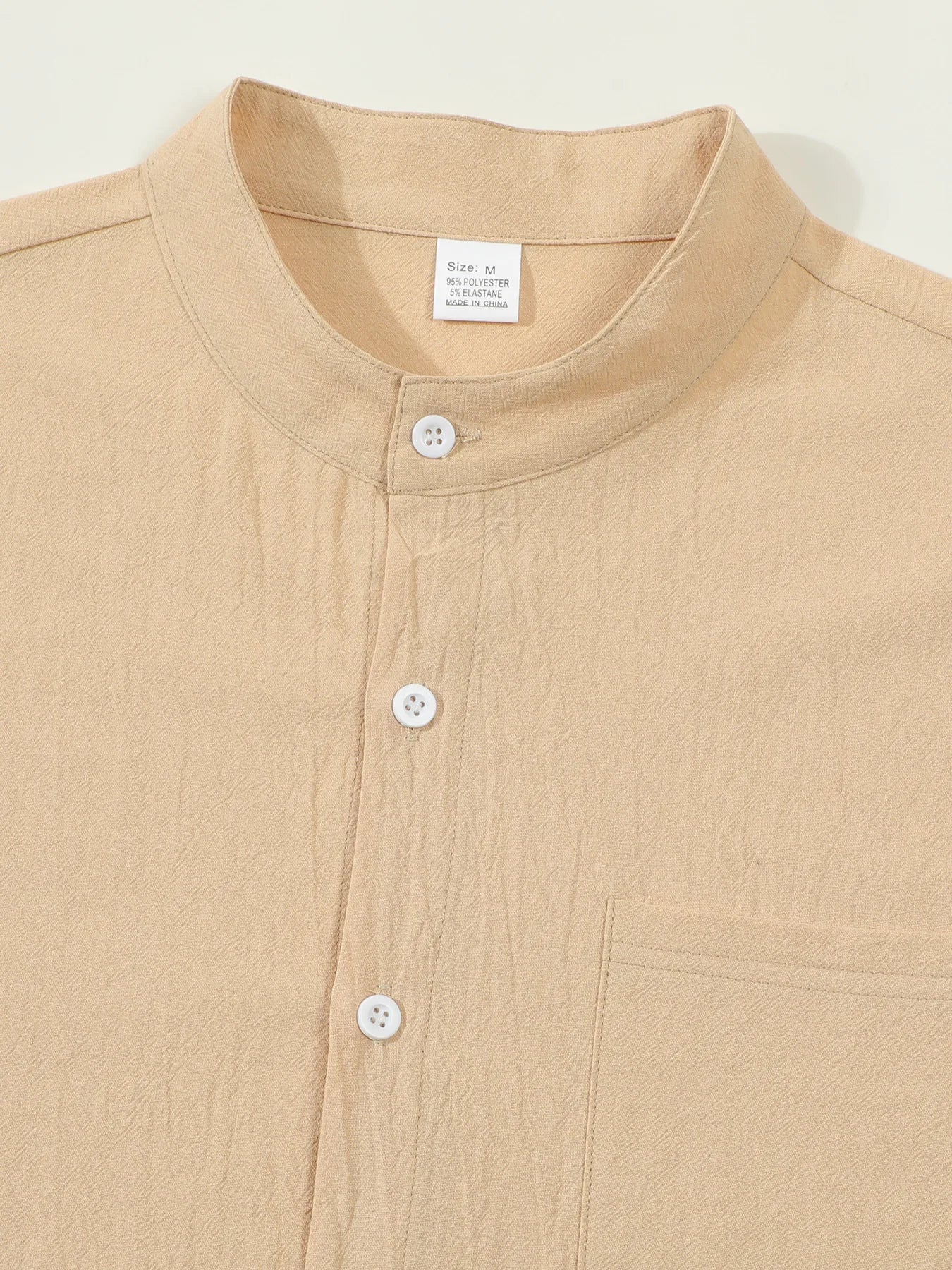 Autumn men's clothing 2025 new item men's solid color cotton and linen shirt stand up collar cardigan long sleeved casual busine