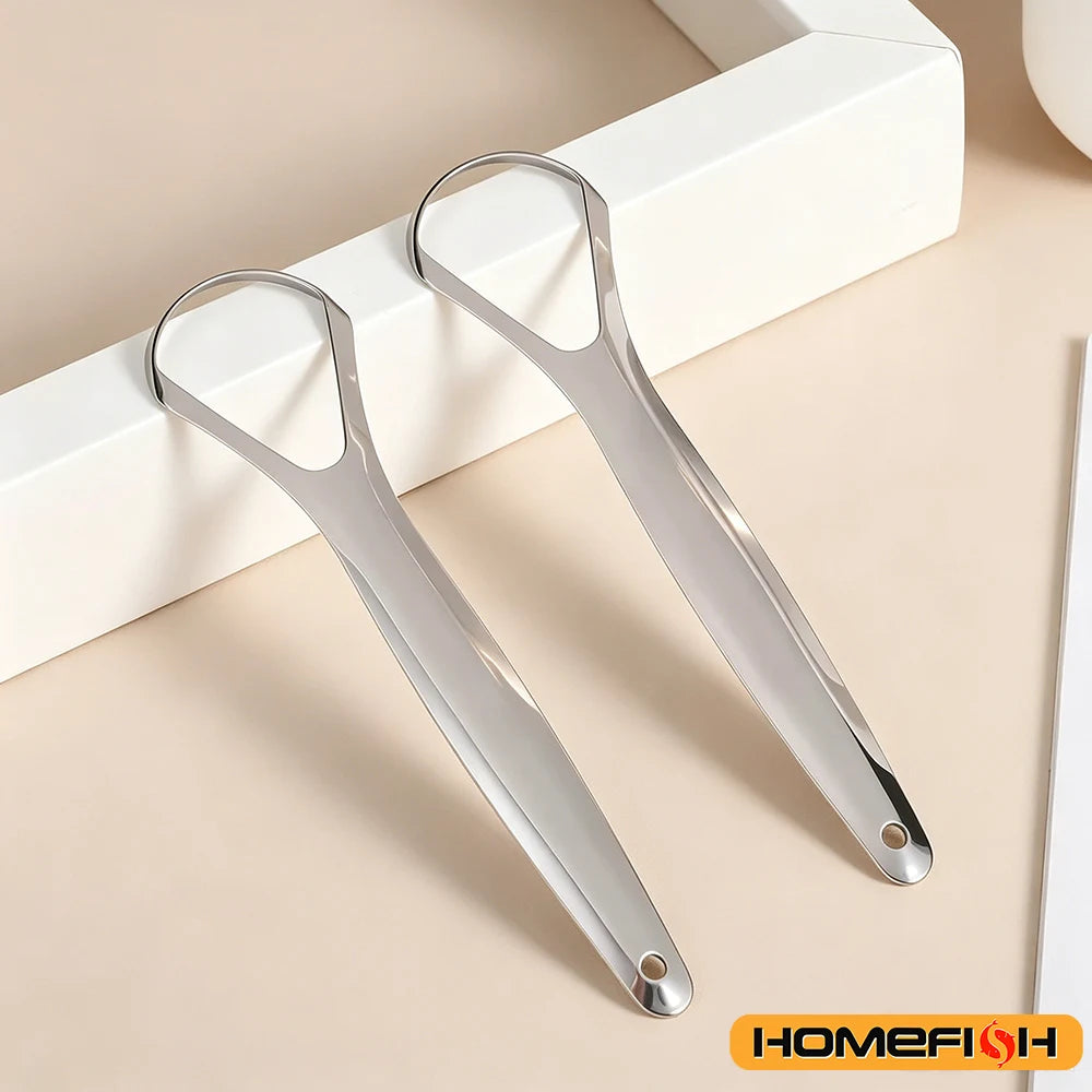 2pcs Stainless Steel Tongue Cleaners Gum Tongue Scraper for Adults Boys and Girls Tongue Care Tools Metal Tongue Scrapers family
