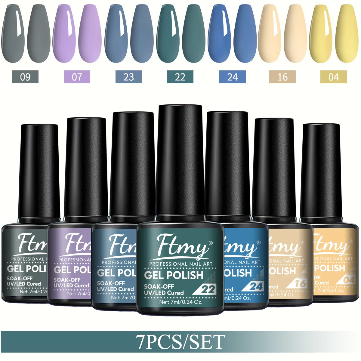 7pcs 7ml Gel Nail Polish Set Popular Color Gel Polish Soak Off UV LED Semi-Permanent Nail Gel Polish Manicure Varnish DIY Starte