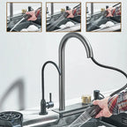 304 Stainless Steel Waterfall Kitchen Sink Large Single Slot Integrated Faucet Set Soap Dispenser/Pure Water/Cup Washer