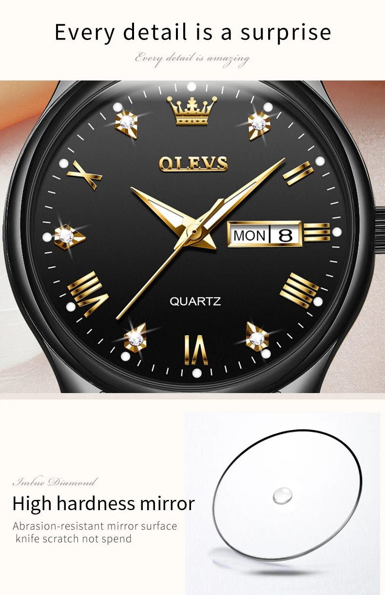 OLEVS 5563 Top Woman Watch Classic Business Diamond Scale Calendar Waterproof Ladies Wristwatch Original Quartz Watch for Women