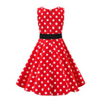 LPATTERN Girls' Vintage Rockabilly Dress Party Retro Polka Dot Floral Pattern A-line Dresses Pleated Skirt Knee-Length for 4-10Y