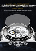 OLEVS 6654 Luxury Brand Original Automatic Man Watch Stainless Steel Waterproof Moon Phase Dual Calendar Mechanical Wristwatches