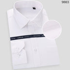 High Quality Free Ironing Men Dress Long Sleeve Shirt 100% Pure Cotton New Solid Male Regular Fit Business Shirt White Blue