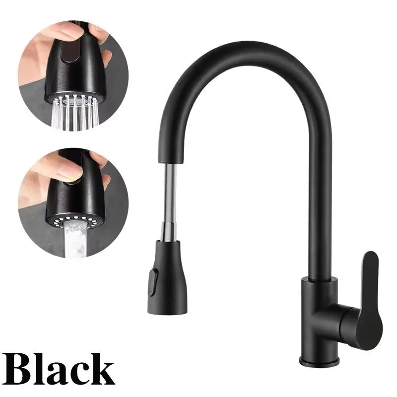 Kitchen Faucet Pull Out Brushed Nickle Stainless Steel Black Kitchen Mixed Tap Kitchen Sink Tap