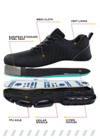 Safety Shoes Men Steel Toe Boots Anti-smash Anti-puncture Safety Work Shoes Men Lightweight Breathable Protective Shoes Black
