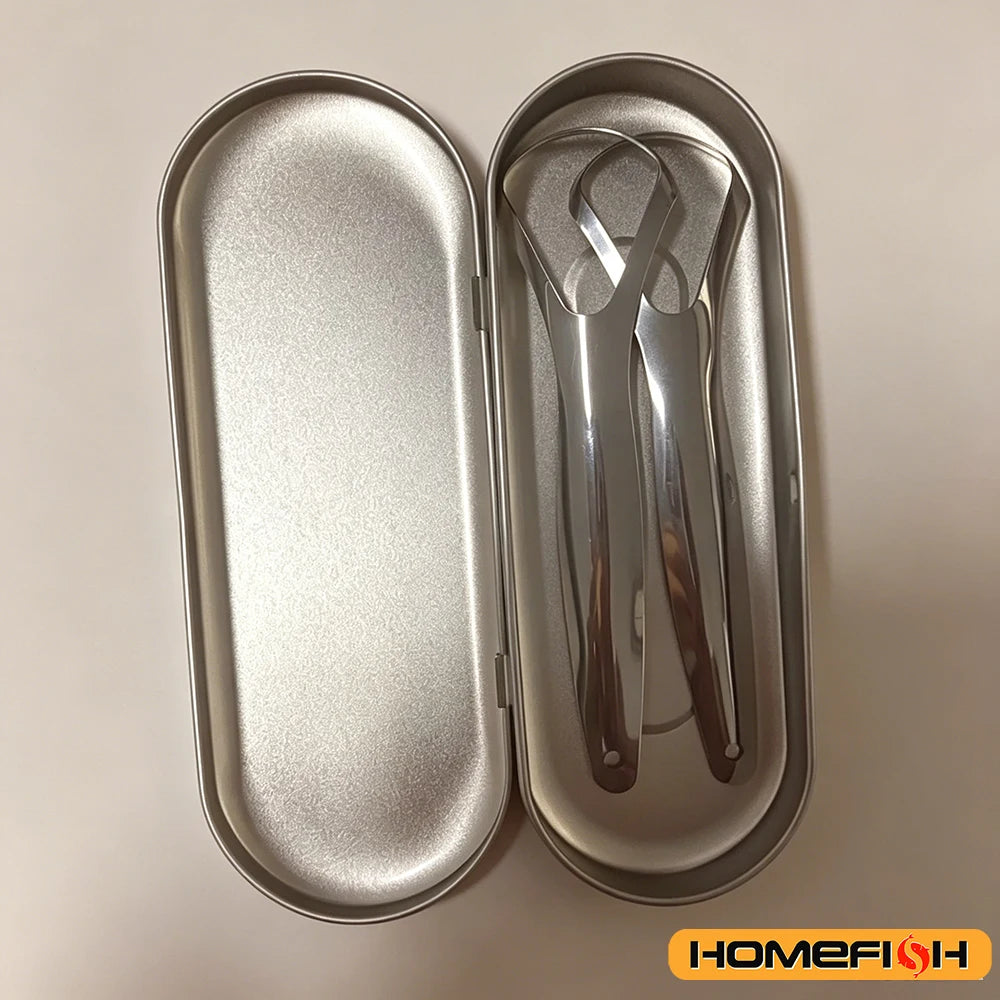 2pcs Stainless Steel Tongue Cleaners Gum Tongue Scraper for Adults Boys and Girls Tongue Care Tools Metal Tongue Scrapers family