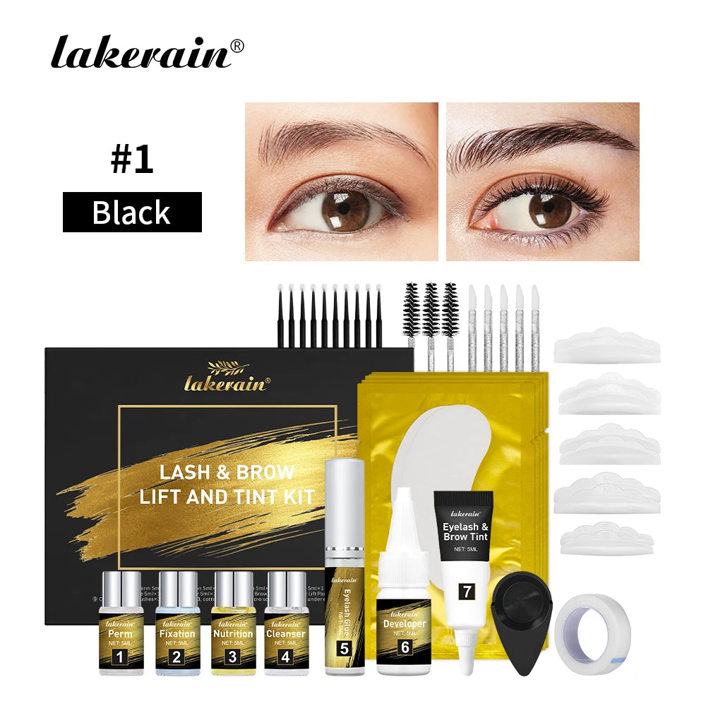 Lash Lift and Black Color Tint Kit Brow Lamination Kit Eyelash Perm Long Lasting Beauty Salon Home Easy to Use Eyes Makeup Tools