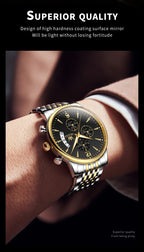 OLEVS luxury brand men's watches Chronograph waterproof date Gold luminous quartz watch for man Original wristwatch with the box