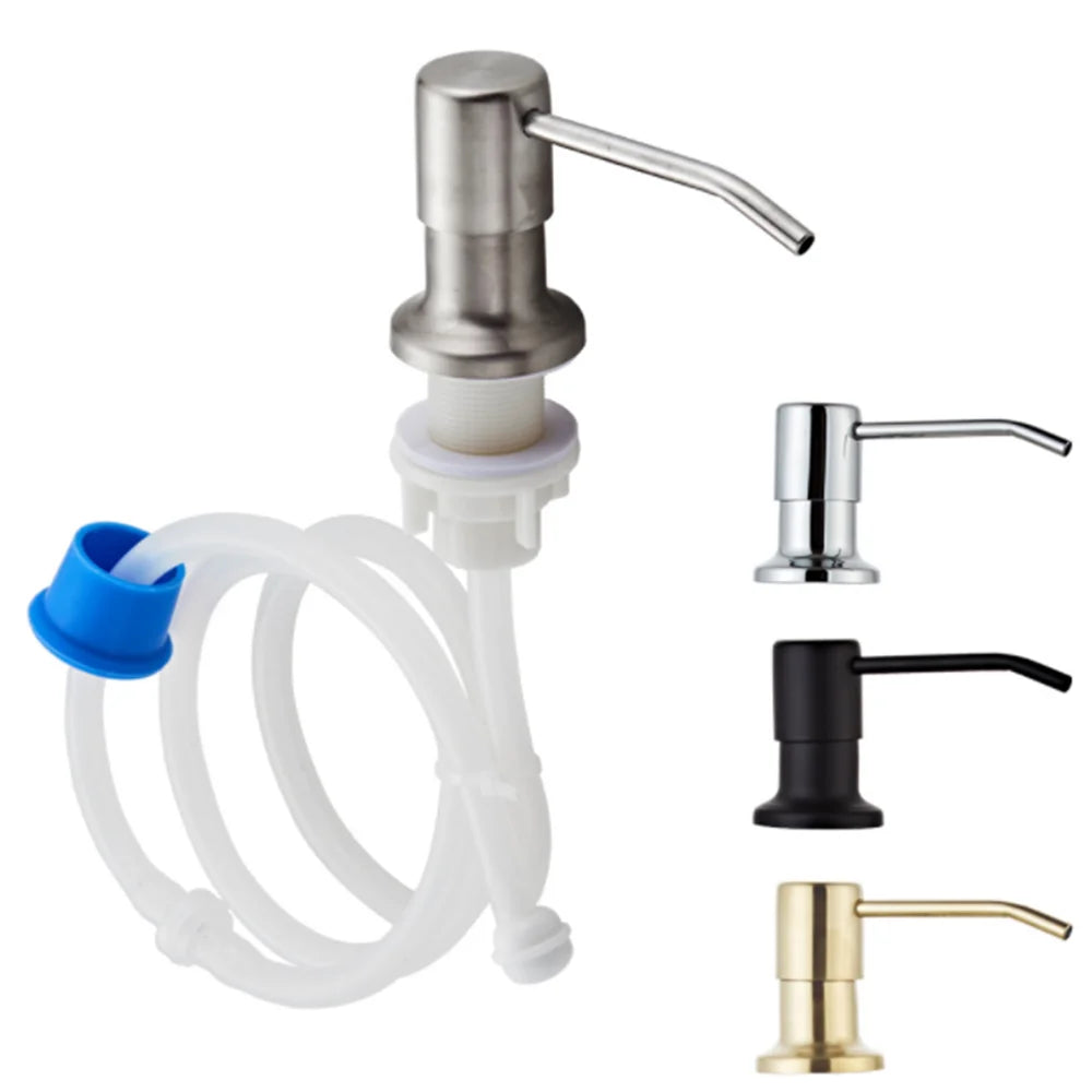 Soap Dispenser for Kitchen Sink Golden Brushed Black Stainless Steel Countertop Dish Sink Detergent Dispenser Pump Bathroom