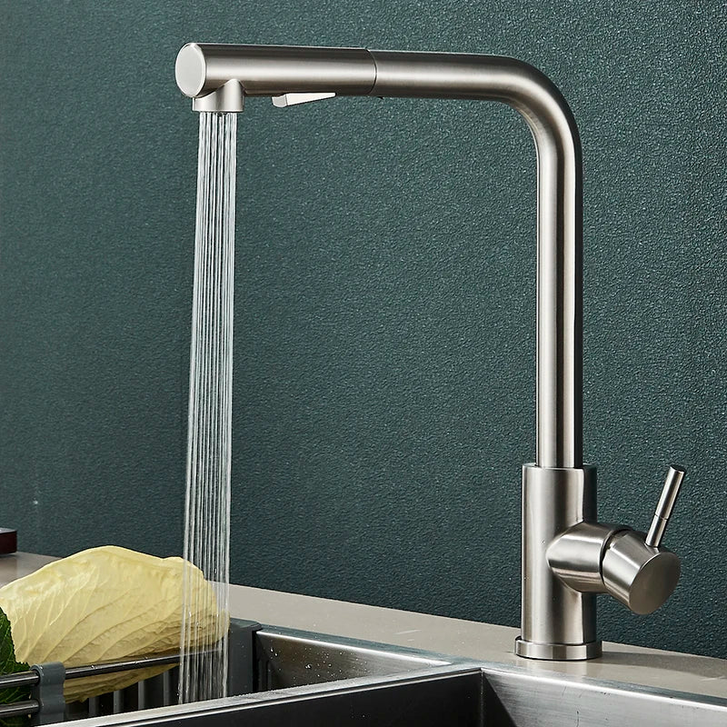 Black Pull Out Kitchen Sink Faucet Deck Mounted Stream Sprayer Kitchen Mixer Tap Bathroom Kitchen Hot Cold Tap