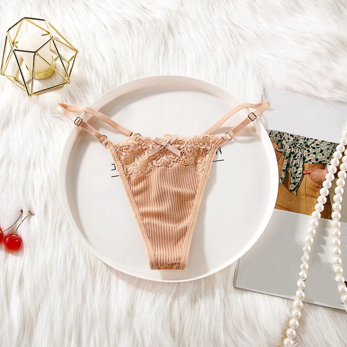 Lace G-String Sexy Lingeries For Women Thin Strappy Floral Hollow Out T-Back Female Temptation Intimates Solid Ribbed Undearwear