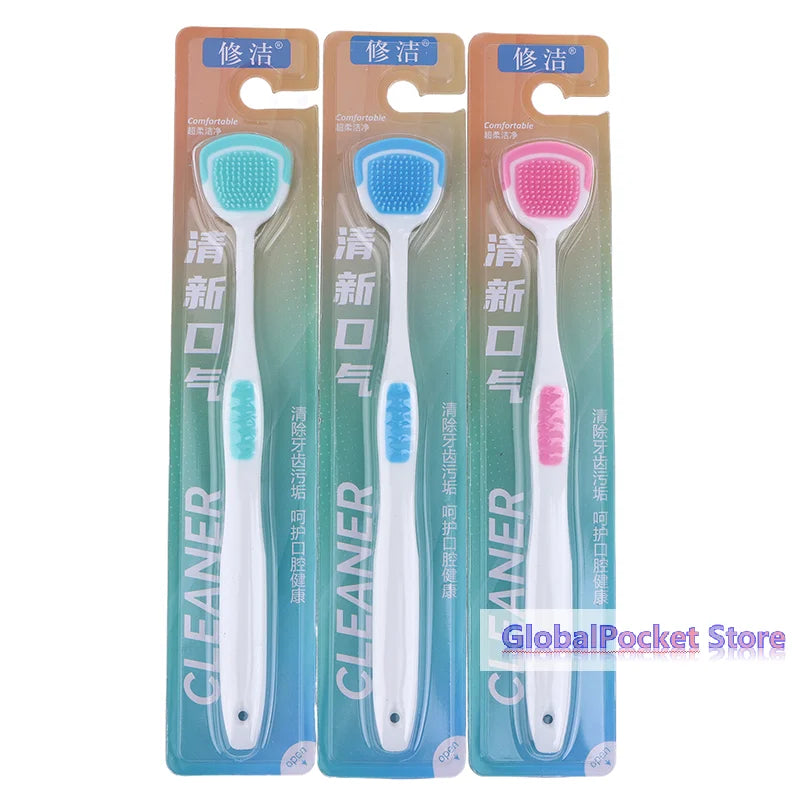 1/5PCS Tongue Scraper Oral Cleaner Brush Soft Silicone Cleaning Tongue Toothbrush Mouth Fresh Breath Scraping Hygiene Care Tools