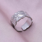 Simple Geometry Fashion Stainless Steel Open Rings For Women Men Accessories Silver Color Heart Sun Round Blank Base DIY Anillos