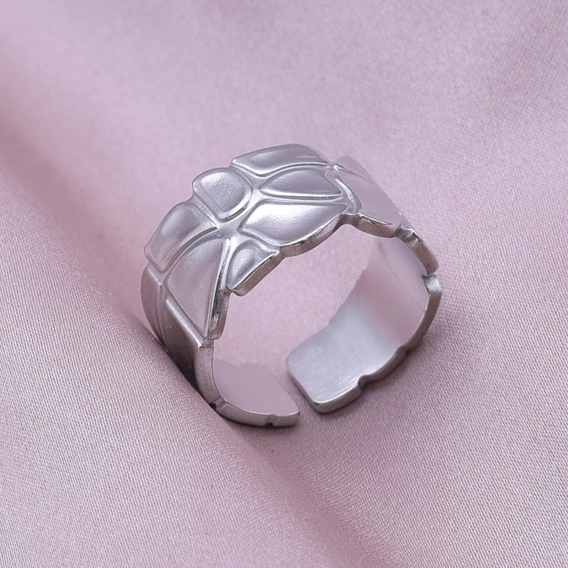 Simple Geometry Fashion Stainless Steel Open Rings For Women Men Accessories Silver Color Heart Sun Round Blank Base DIY Anillos